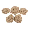 Flores decorativas 5pcs Hessian Burlap Rose para la decoración de bodas de Navidad (marrón profundo)