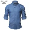 Visada Jauna Herrenhemden Europäische Größe Sommer Casual Camicia Uomo Slim Fit Long Sleeve Cotton Male Männchen -Hemd -Hemdknopf 240423