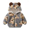 Jacken Winter Babymantel 2024 Koreanisch warmer Bären Kapuze-Jungen dicker Lambswool-Baumwolljacke Casual Girl's Outerwear