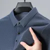 Men's Polos High Quality Simple Ice Silk Polo Shirt2024 Summer Lapel Flower Pattern Short Sleeve T-Shirt Korean Seamless Men Swear