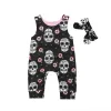 Pieces un solo Halloween Skull Birbh Boys Floral Boys Girls Grenfer Sleeveless Groving Abbo