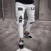 Zgrane dżinsy 4xl Designer Trend Men Knee Rised w trudnej sytuacji zamka spodnie uliczne dżinsowe spodnie