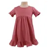 Robes de fille enfants pour filles Cotton Ruffle Smokled Color Robe Sleepwear Sleeping Sleeve Soueve Summer Blank