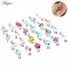 Stud Earrings Miqiao 2pcs Selling Multi-color Zircon Love Flower Drop-shaped Straight Rod Ear Bone Nails Exquisite Piercing Jewelry