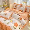 Set di biancheria da letto in stile coreano Set ragazzi ragazze gemelli copripiumino queen size piumino foglio piatto letto bianche