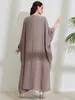 Ethnische Kleidung Eid Muslim Partykleid für Frauen Jalabiya Abaya Ramadan Lange Kleider Abayas Frau Fledermaushülle Kimono Robe Caftan Vestidos