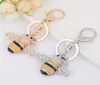 Rhinestone Bee Keychains Metal Alloy Pendant Women Girls Lady Key Chains Ring Holder For Cars Bag Luxury Animal Keyrings Charms JE4852217