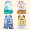 2PCS子供セットキッズ服ベストスーツ夏の服ベビーコットンTシャツショーツタンクトップボーイズガールズノースリーズ240410