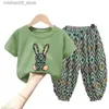 Vêtements Ensembles Girls Set Mothers Childrens NOUVEAU SUMBRE SUMBRE T-shirt Coton Baby Baby 2 pièces Pantalons à manches courtes Q240425