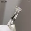 Pierścienie klastra Yuzbt Women 925 Silver 1 6,5 mm Doskonałe cięte kamień szlachetny Test Diamond Diambed D Color Moissanite prosta biżuteria Pierścień Pierścienia