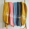 sets Personalized Name Baby Blanket Embroidered New Born Baby Blanket Stroller Swaddles Breathable Cotton Knitted Blanket Bedding Kid