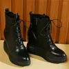 Kleding schoenen wiggen vrouwen varen echt leer hoog hakplatform pompen vrouwelijke top puntige teen mode sneakers casual