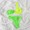 Dames badkleding één schouder bikini kleur patchwork vrouwen 2024 sexy set zwempak badpak strandkleding