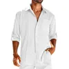 Men's Casual Shirts 2024 Autumn Shirt Loose Long Sleeve Plus Size Polo Collar Top Trendy Men