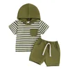 Vêtements Ensembles Citgeesummer Baby Baby Boys Boys Set Set Sleve Cabinage à rayures T-shirt élastique Shorts Tenue Vêtements