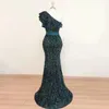 Runway Dresses Sparkly Sequined Celebrity One Shoulder Ruffle Green Purple Pink Sexy Mermaid Party Formal Occasion Shiny Evening Gowns