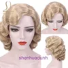 Designer high-quality wigs hair for women Wig Water Wave Pattern Golden Hair Light Gold Shenzhen Hand Push Full Head