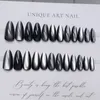 False Nails 24pcs Black Almond Fake Nail Reusable Resin Round Head Artificial Tips For Women Manicure Decoration