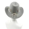 Cappelli a bordo larghi cappelli da secchio da cowboyhat ricamato a mano Accessori per cappelli da cowboy occidentali decorazioni classiche maschi jazz a bordo largo e cappello da feltro femminile y240425