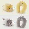 Oreiller 18 espèces mignonnes animales en peluche u forme de cou oreiller