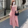 Casual Dresses Pink Ruffles Midi Dress Women Sleeveless Romantic French Style Sweetheart Summer Princess Aesthetic Graceful Chic Gentle