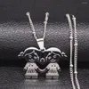 Hänge halsband familj två flicka rostfritt stål halsband kvinnor silver färg smycken joyeria acero inoxidable mujer n551s01