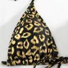 Moda de banho feminina Sexy Leopard Print Triangle Halter Bikinis Sets