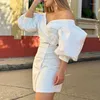 Work Dresses Hollowed-out Deep V Neck Women Outfit 2024 Spring Lantern Sleeve Top Pullover & High Waist Skirts Suit Summer Flower Button