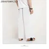 Herenbroek zomer dunne casual brede broek losse plus size Japanse mode hakama harajuku oversized broek Chinese stijl mannen rokbroek d240425