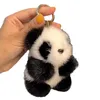 Keychains Lanyards Small Panda Plush Women Bag Ornaments Cute Imitation Mink Fur Panda Car Keychain