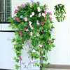 Fleurs décoratives Fausse de plantes durables fleur réaliste ornemental attrayant Gloire du matin Simulation Haning Home Decor