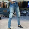 Jeans masculin 2024 printemps slim fit élastique mode simple jean moto pant