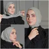 Hijabs muslimska jersy hijab halsduk vit abaya hijabs för kvinnlig tröja abayas kvinnor islamisk klänning huvud wrap turbans omedelbart crinkle turban d240425