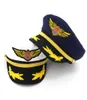 Algodón azul marino para hombres Mujeres Fashion Fash Flat Ejército Gator de marinero Capitán Uniforme Capa de niñas Capas de piloto Ajustable90523337