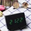 Clocks LED Wooden Alarm Clock Watch Table Voice Control Digital Wood Despertador Electronic Desktop USB/AAA Powered Clocks Table Decor