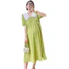 Maternity Dresses Maternity Dress Summer Lace Peter Pan Collar Short Sleeve High Waist Pregnant Woman Loose Chiffon Dress Sweet Pregnancy Clothes