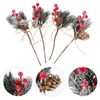 Fleurs décoratives 12 pcs Berries artificielles Consiements de pin de Noël décor de Noël POP