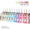 KITS 12pcs Candy Nail Art Liner Gel Solpiccole gel Kit da 8 ml Gel di scintillio in metallo Immergiti via UV/pittura a LED vernice disegno per le unghie arte manicure