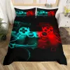 Joueurs Teen Boys Gamer Duvet Cover Set Queen / King Size, Boys Gamepad Counter, Black Classic Retro Retro Gaming Polyester Quilt Cover