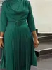 Casual jurken Dubai Africa vrouwen geplooid elegant kantoor dames overalls feest avondjurk 2024 lente zomer midi robe dashiki outfit