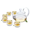 Zestawy herbaciarskie 8in1 Zestaw czajników - 830 ml wysokiego uchwytu szklane szklane szklane 6x podwójne murowe kubki