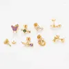 Kolczyki z kolczykami Kolorowy motyl kwiatowy kość na uszach ze stali nierdzewnej dla kobiet dziewczęta delikatna chrząstka przeszywająca biżuteria Prezenty