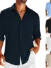 Men's Casual Shirts 2024 Autumn Shirt Loose Long Sleeve Plus Size Polo Collar Top Trendy Men