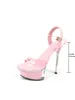 Dress Shoes Sexy Super High Heels 15CM Thin Heel Waterproof Platform Sandals Transparent Crystal Wedding LFD H240425