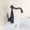 Robinets d'évier de salle de bain 1pc cuisine / salle de bain pivotant robinets en laiton mélangeur de bassin robinet noir antique
