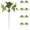 장식용 꽃 12pcs 인공 가짜 테이블 장식 원예 시뮬레이션 크리스마스 과일 부케 (Green 12 Branch)