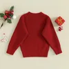 Pullover de Natal recém -nascido menino meninos de malha comprida Supula de outono de outono de inverno Letters Loose Pullover Tops casuais Toddler Clothingl2404