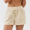 Shorts femininos hirigin listra impressão pijama y2k boxer cintura elástica Decoração da perna reta Dormindo calças curtas