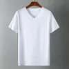 Mens T-shirt Japan Short Sleeve Male Ice Silk Trackless T-shirt V-neck Slim Summer Pure Colors Clothing T Shirts Tops Tee 240425