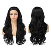 synthetic Black long womens yaki hair headscarf wig curly with large wavy fiber half head cover wigs